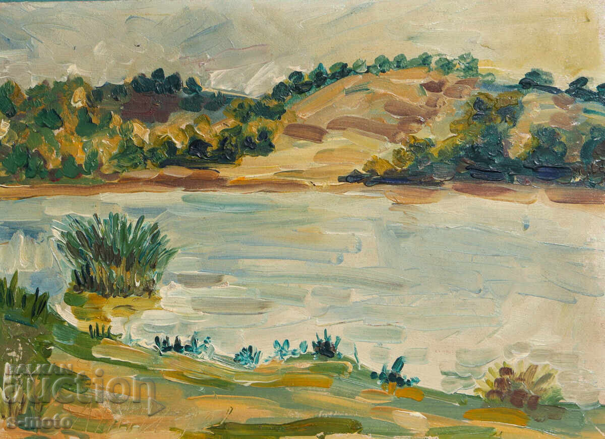 Картина маслени бои речен пейзаж Картина маслени бои речен пейзаж