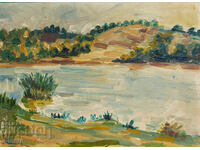 Картина маслени бои речен пейзаж