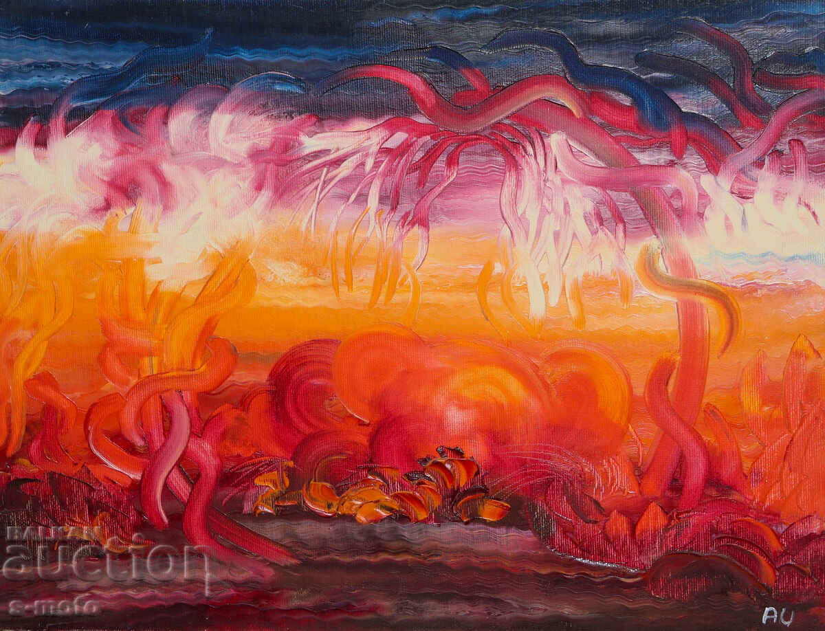 Tablou ulei pe pânză peisaj abstract Tablou ulei pe pânză peisaj abstract