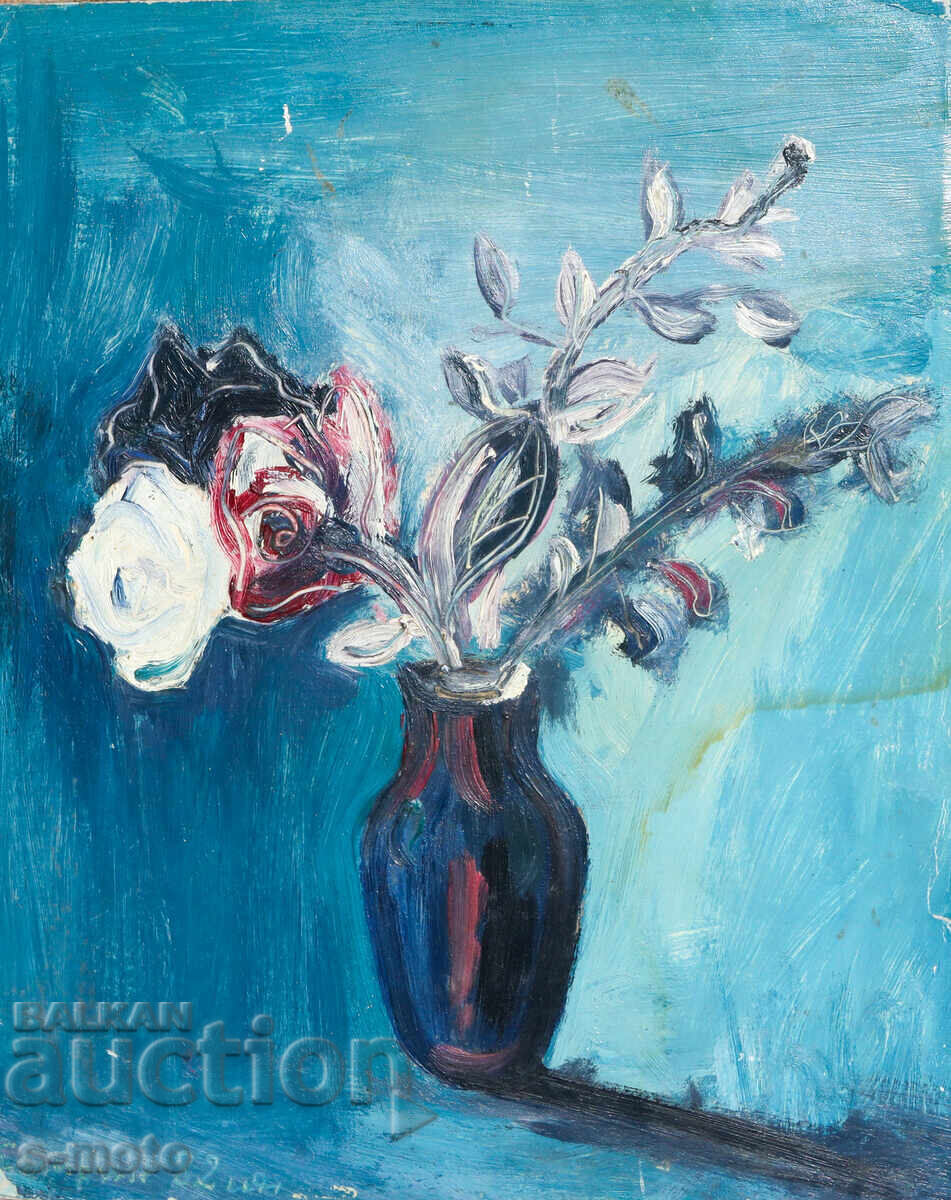 Δημοπρασία Έργο ζωγραφικής με λάδι νεκρή φύση με λουλούδια Δημοπρασία Έργο ζωγραφικής με λάδι νεκρή φύση με λουλούδια