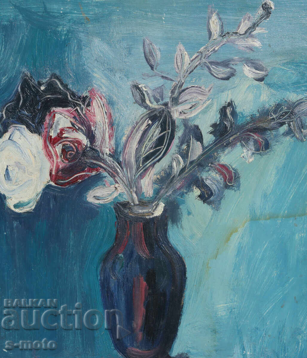 Картина маслени бои натюрморт с цветя - 6