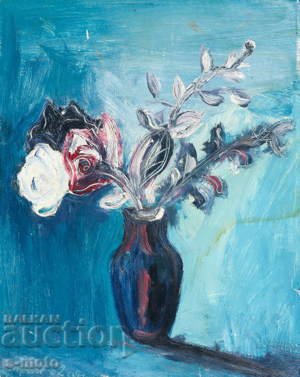 Картина маслени бои натюрморт с цветя