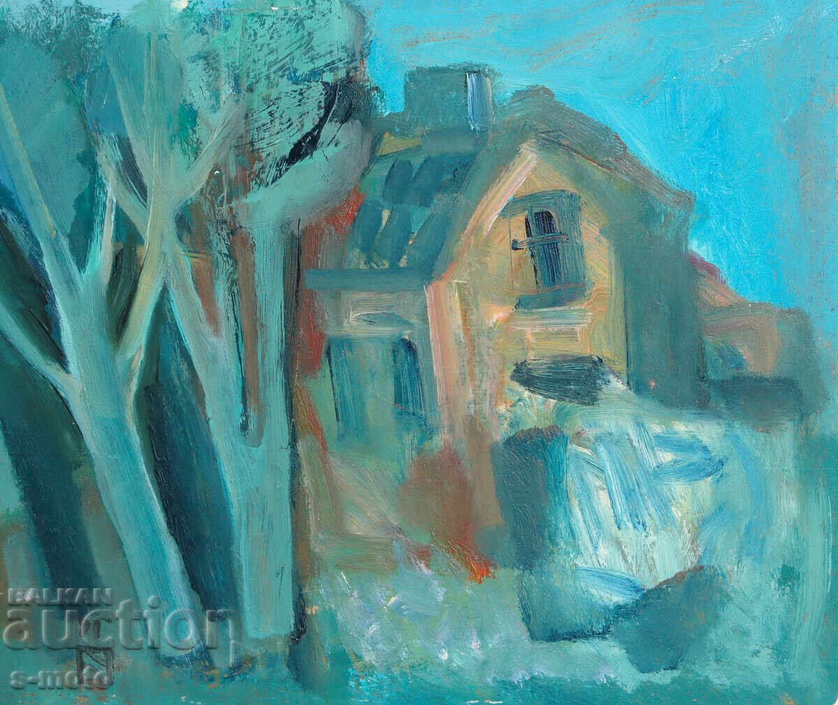 Картина маслени бои абстрактен пейзаж