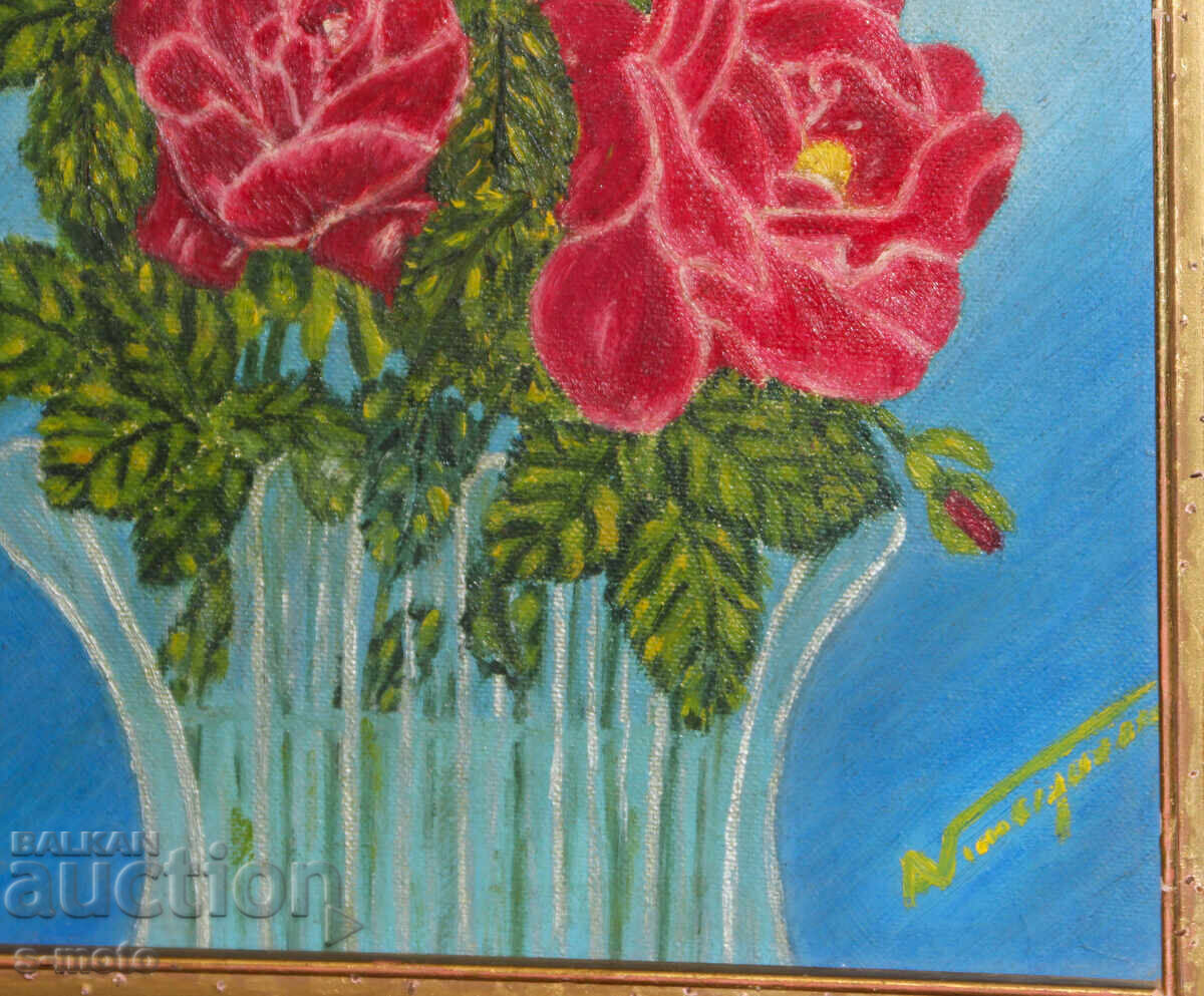 Έργο ζωγραφικής με λάδι νεκρή φύση με λουλούδια - 6 Έργο ζωγραφικής με λάδι νεκρή φύση με λουλούδια - 6