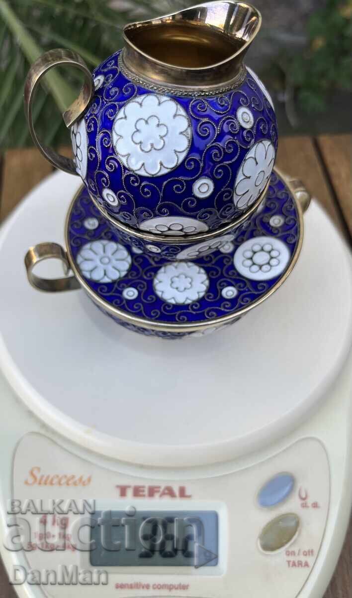 Руски Колекционерски сервиз за кафе, Сребро, позлата, емайл - 7 Руски Колекционерски сервиз за кафе, Сребро, позлата, емайл - 7