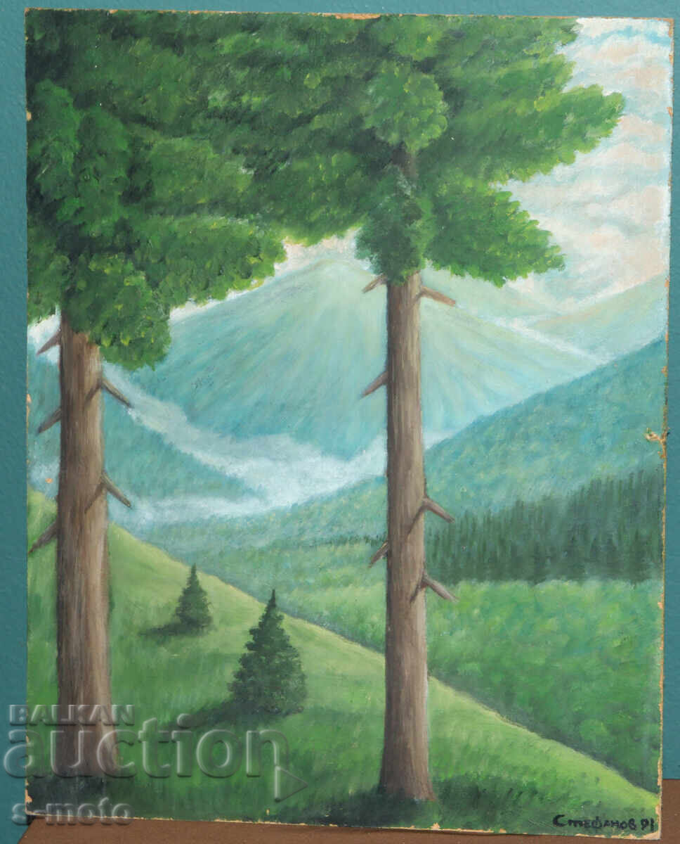 Аукцион Картина маслени бои планински пейзаж Аукцион Картина маслени бои планински пейзаж