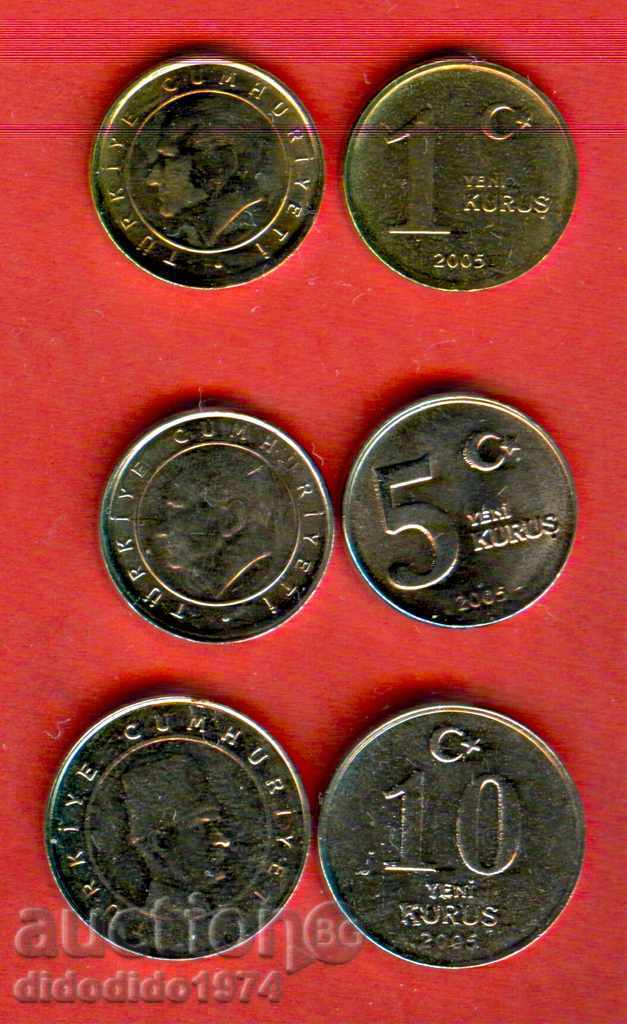 ΤΟΥΡΚΙΑ TURKEY 1 5 10 Κουρούς έκδοση - issue 2005 ΝΕΑ UNC ΤΟΥΡΚΙΑ TURKEY 1 5 10 Κουρούς έκδοση - issue 2005 ΝΕΑ UNC