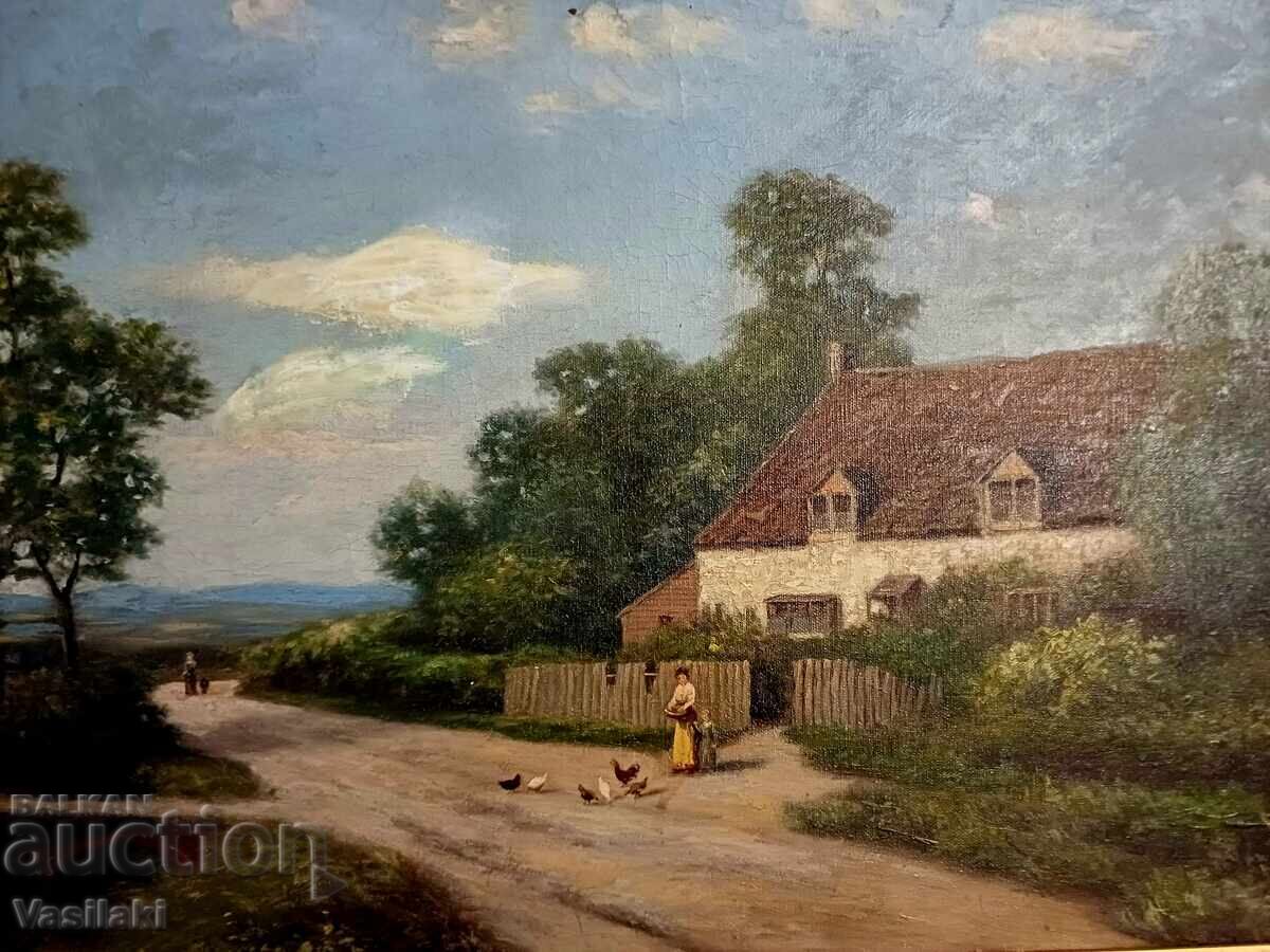 Livrarea Tablou vechi, mare, ulei pe pânză Livrarea Tablou vechi, mare, ulei pe pânză