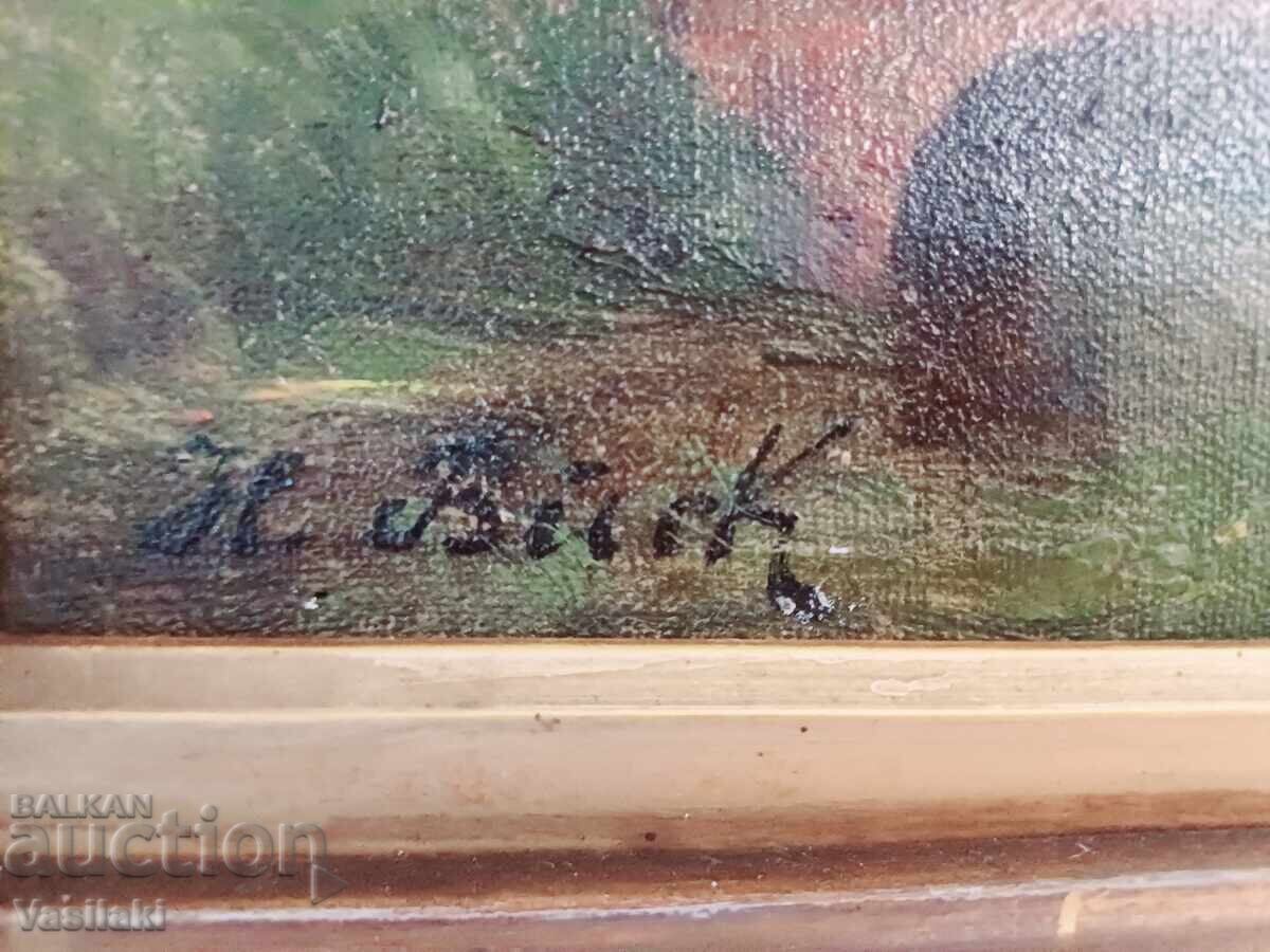 Tablou vechi, mare, ulei pe pânză - 6 Tablou vechi, mare, ulei pe pânză - 6