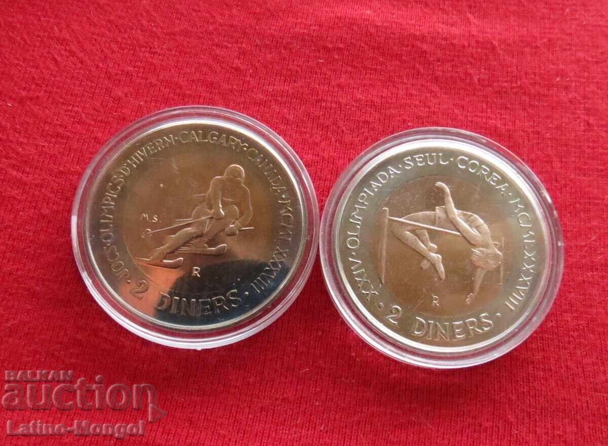 ANDORA 2 x 2 dinari 1985 Calgary slalom Seul atletism ușor