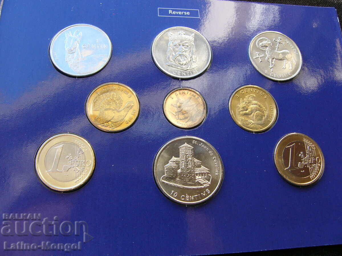 АНДОРА 2002 3 x 1 2 2 x 5 10 цента 1 + 1 евро папка АНДОРА 2002 3 x 1 2 2 x 5 10 цента 1 + 1 евро папка