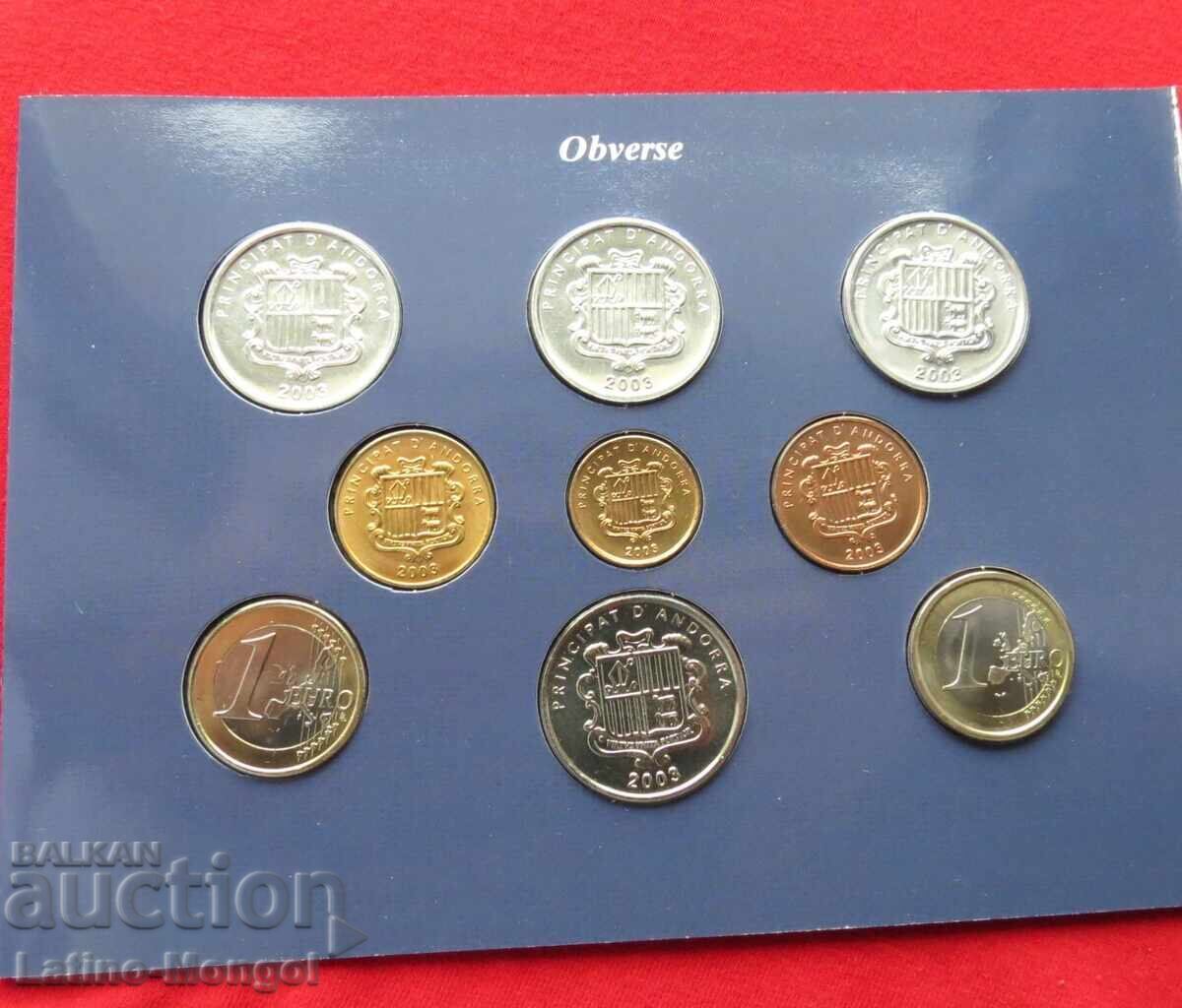 АНДОРА 2003 3 x 1 2 2 x 5 10 цента 1 + 1 евро папка с цена € 27.50 | 53.79 лв.