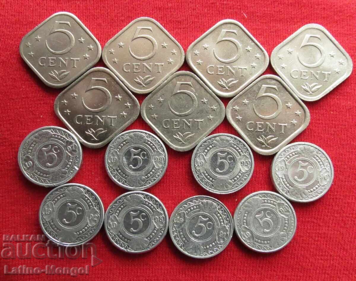 АНТИЛИ 15 х 5 цента 1971 — 1999 АНТИЛИ 15 х 5 цента 1971 — 1999