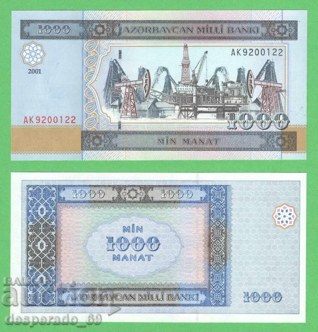 (¯`'•.¸ AZERBAIDJAN 1000 manat 2001 UNC ¸.•'´¯)