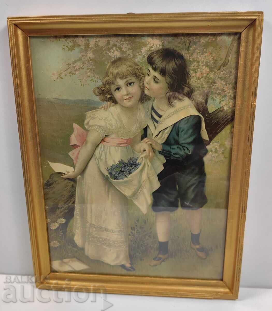 КРАЯТ НА 19-ТИ ВЕК ЦАРСКА ПРЕКРАСНА ГОЛЯМА ЛИТОГРАФИЯ РАМКА КРАЯТ НА 19-ТИ ВЕК ЦАРСКА ПРЕКРАСНА ГОЛЯМА ЛИТОГРАФИЯ РАМКА