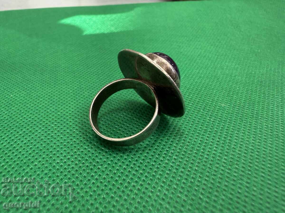 Аукцион Сребърен пръстен с голям Аметист и красива корона. №7737 Аукцион Сребърен пръстен с голям Аметист и красива корона. №7737