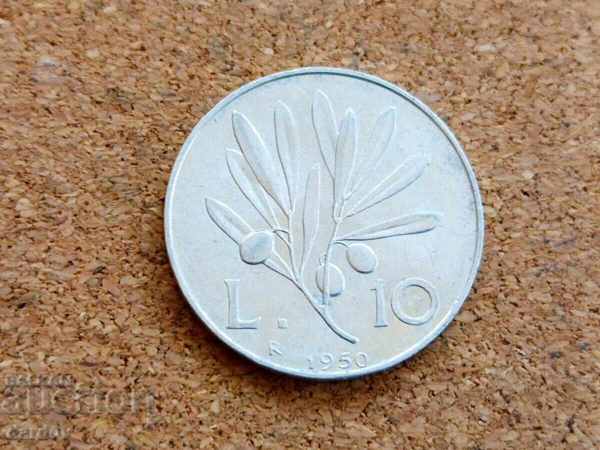 Ιταλία 10 λιρών, 1950 Ιταλία 10 λιρών, 1950