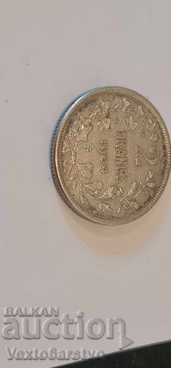 Δημοπρασία Νόμισμα - 2 φράγκα - Βέλγιο - 1904 - Ασήμι 835 - 10.6 γρ. - EF Δημοπρασία Νόμισμα - 2 φράγκα - Βέλγιο - 1904 - Ασήμι 835 - 10.6 γρ. - EF