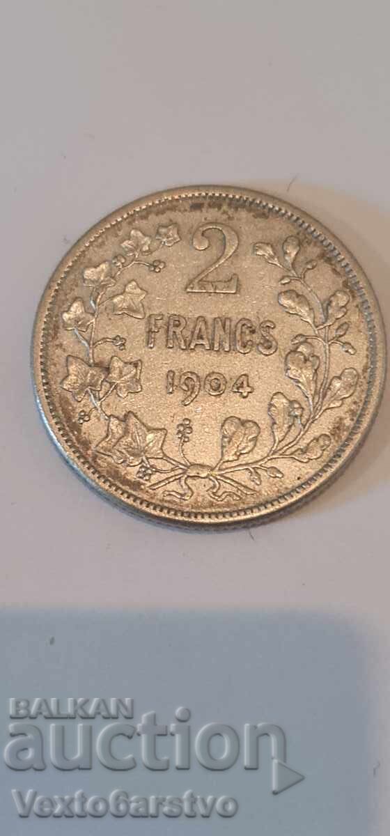 Νόμισμα - 2 φράγκα - Βέλγιο - 1904 - Ασήμι 835 - 10.6 γρ. - EF Νόμισμα - 2 φράγκα - Βέλγιο - 1904 - Ασήμι 835 - 10.6 γρ. - EF