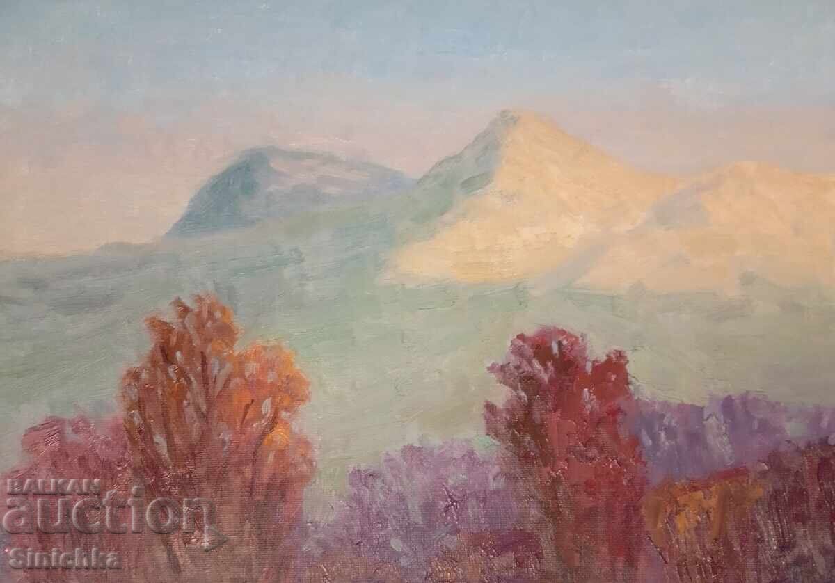 Τοπίο. Ελαιογραφία. Βίτοσα στο ηλιοβασίλεμα με τιμή € 35.00 | 68.45 BGN