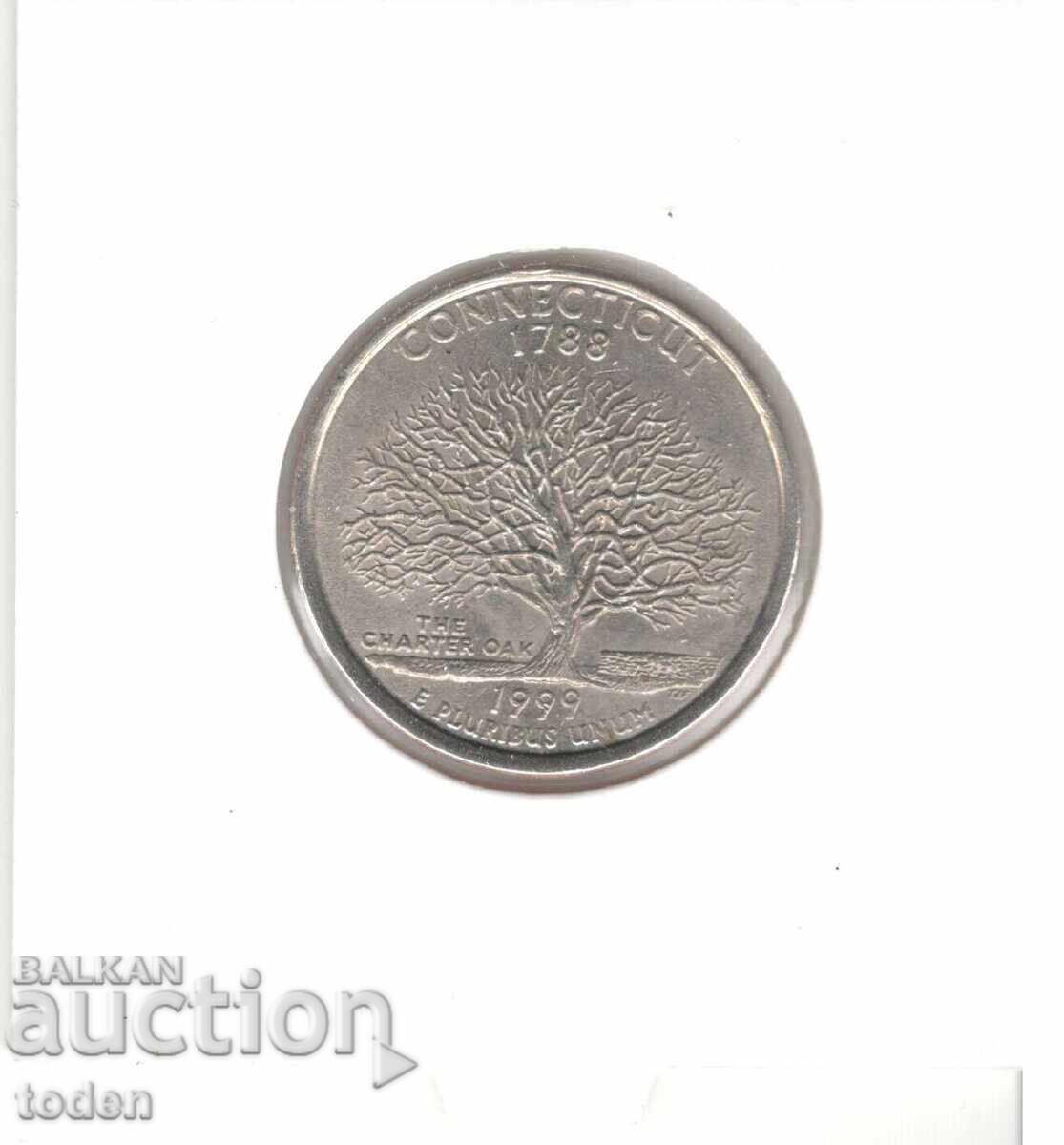 Licitație Statele Unite-¼ Dolar-1999 P-KM# 297-Connecticut