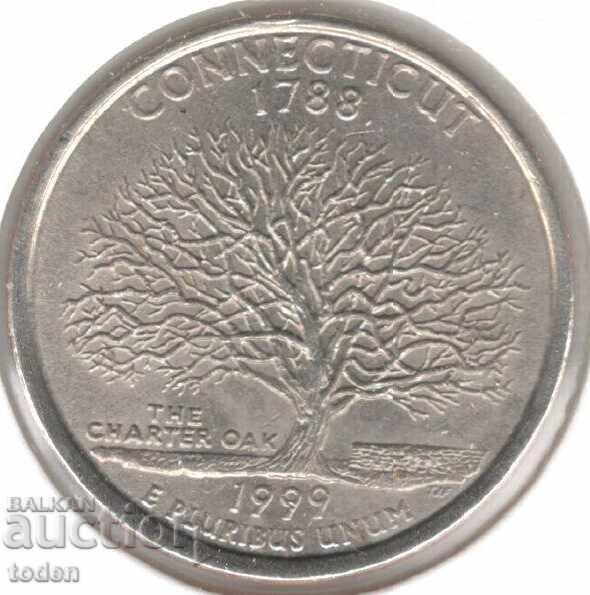United States-¼ Dollar-1999 P-KM# 297-Connecticut