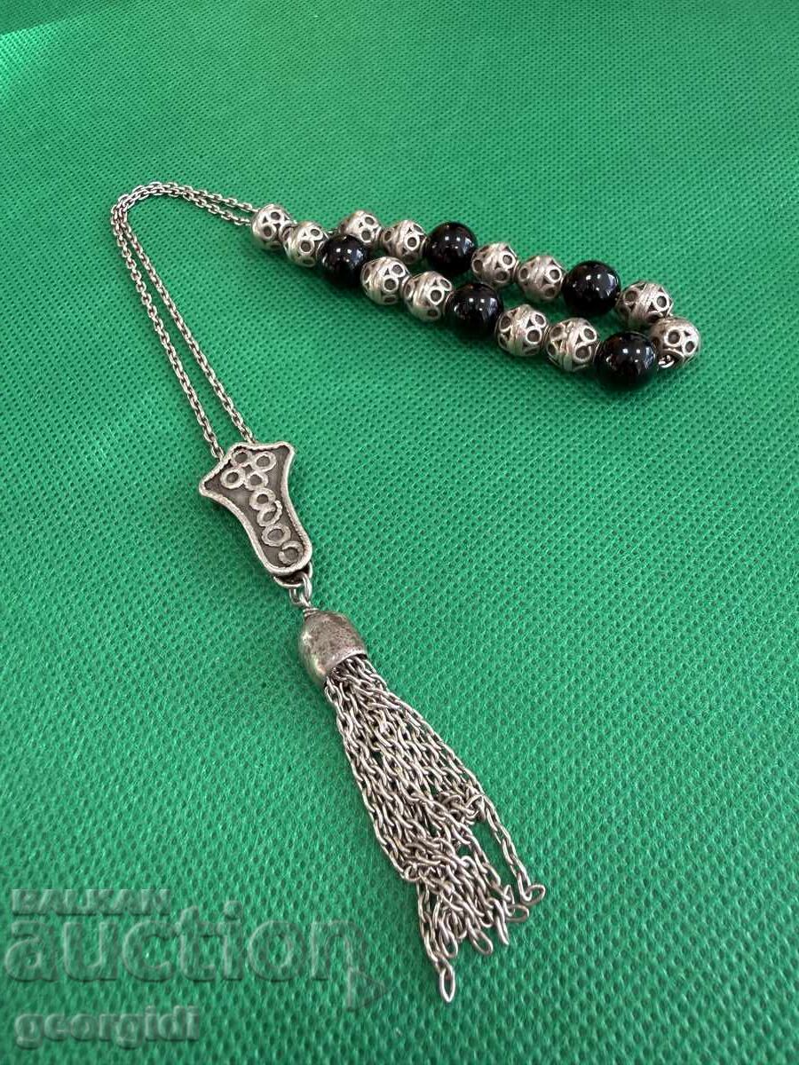 Δημοπρασία Ασημένιο κομπολόι με μαύρο αχάτη. №7752