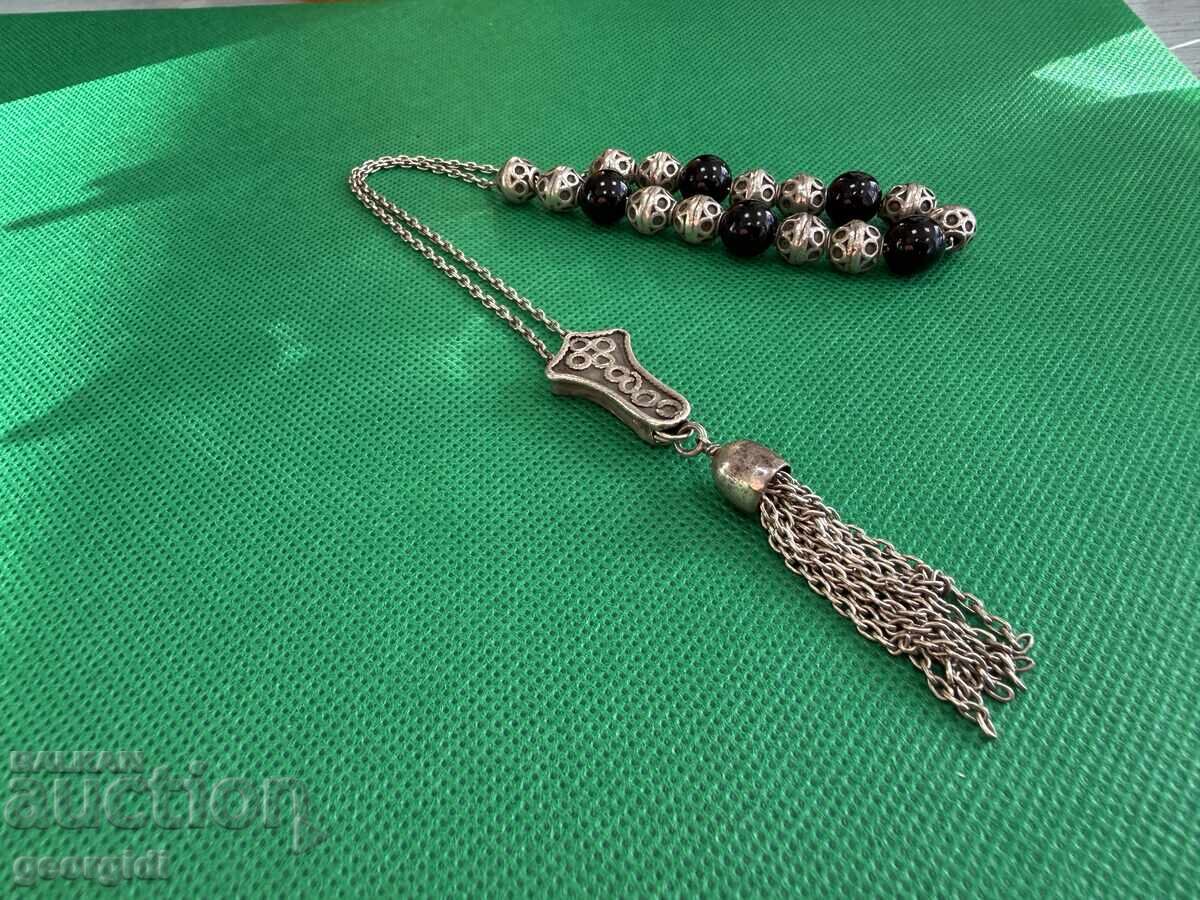 Ασημένιο κομπολόι με μαύρο αχάτη. №7752 - 5
