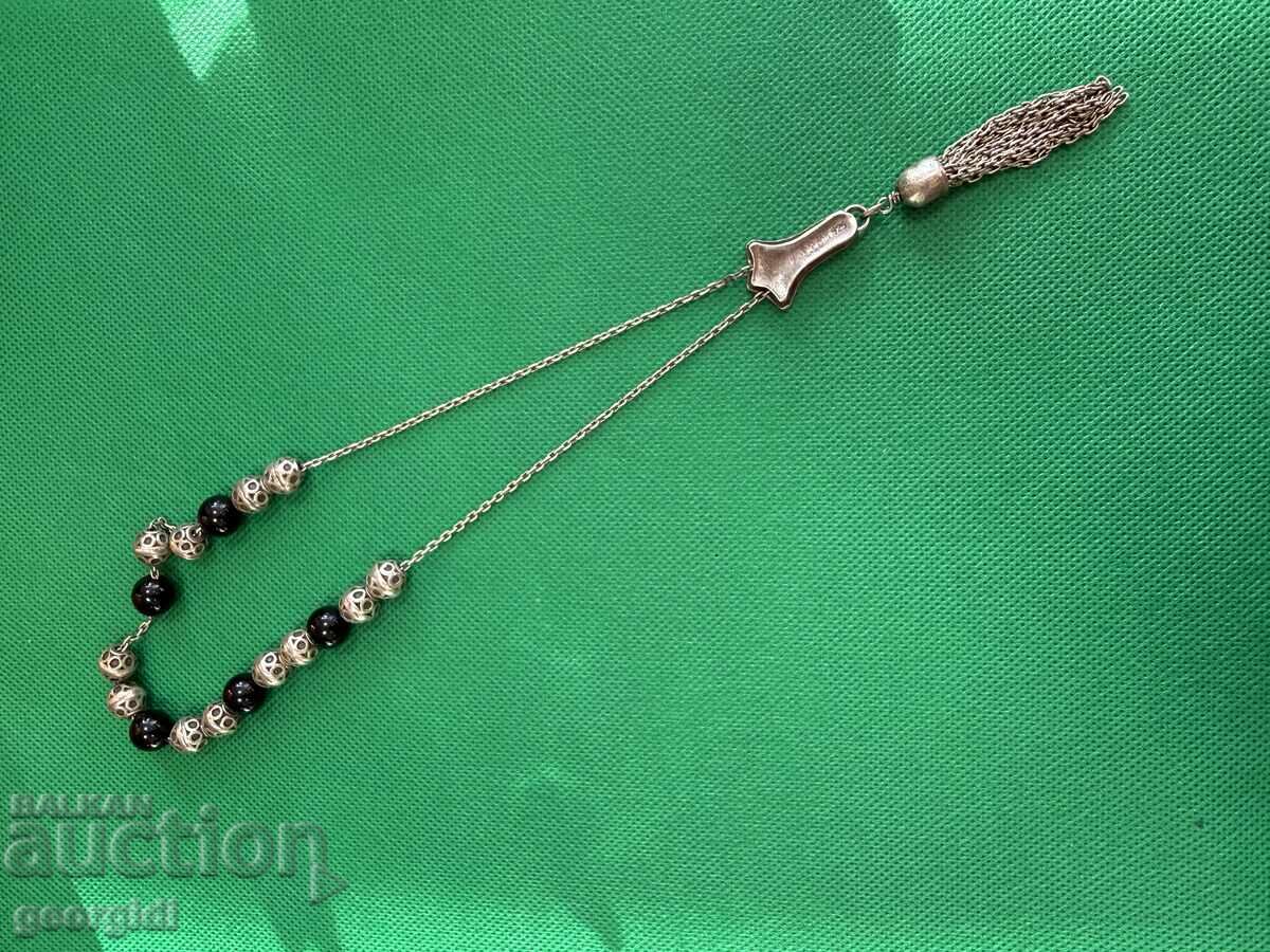 Ασημένιο κομπολόι με μαύρο αχάτη. №7752 - 6