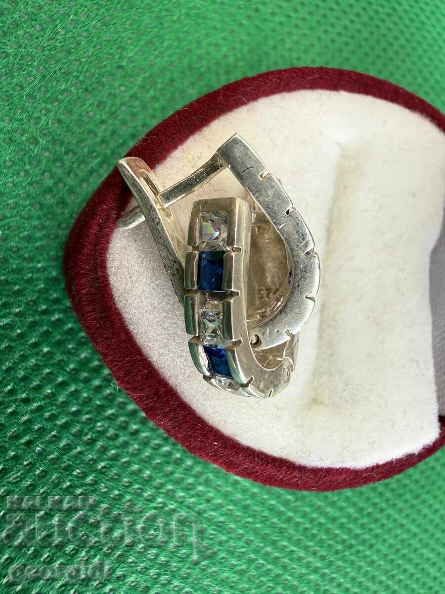 Чифт сребърни обеци с полускъпоценни камъни. №7753 - 5