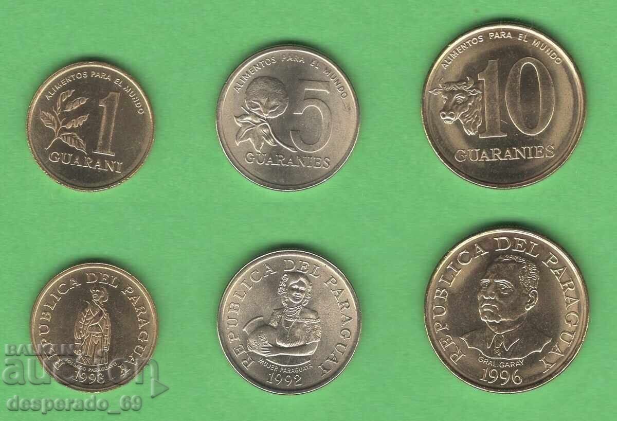 (¯`'•.¸ 1+5+10 γκουαρανί 1992-1996 ΠΑΡΑΓΟΥΑΗ UNC ¸.•'´¯)