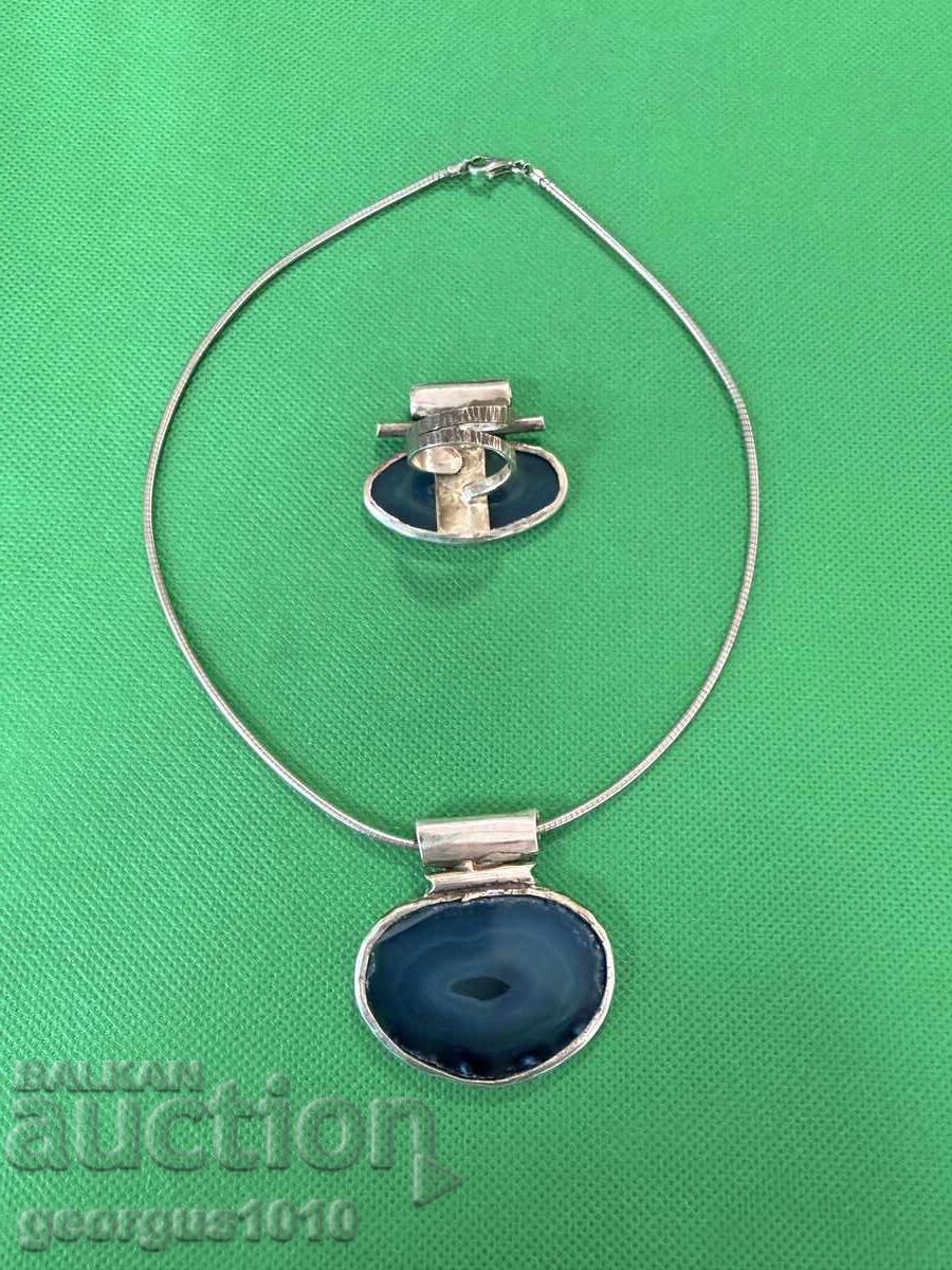 Сребърен арт комплект с ахат №7746 с цена € 153.39 | 300.00 лв.