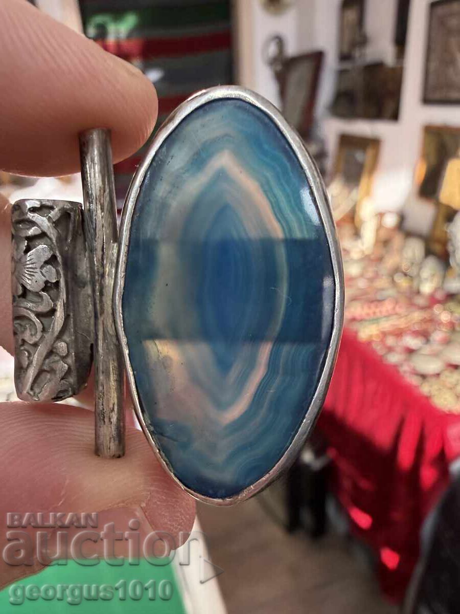 Доставка на Сребърен арт комплект с ахат №7746