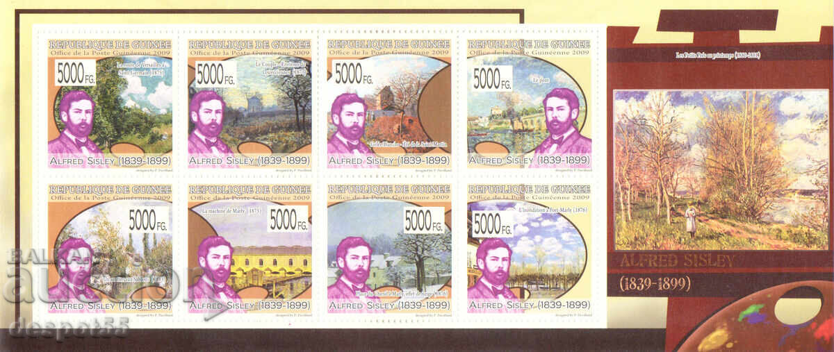 2009. Guineea. Picturi - de Alfred Sisley, 1839-1899. Bloc 2009. Guineea. Picturi - de Alfred Sisley, 1839-1899. Bloc
