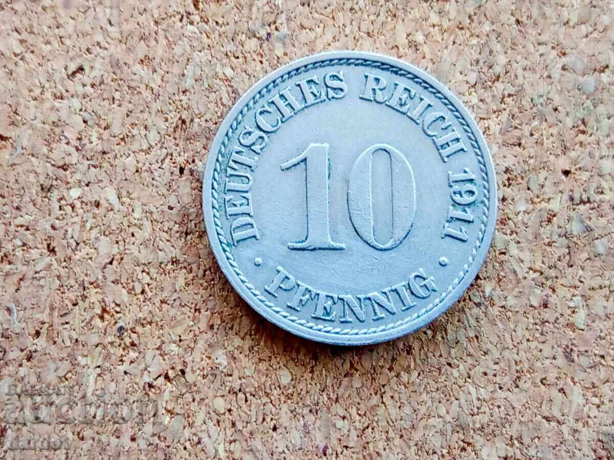 Germania 10 Pfennig, 1911