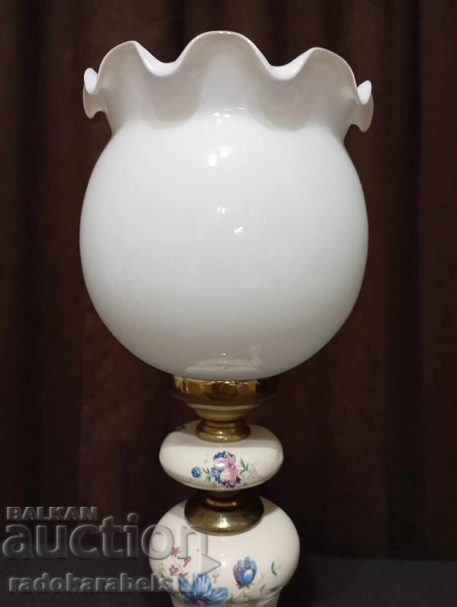 Set de două lămpi din porțelan cu abajururi din sticlă albă - 5