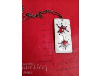 Antique enamel necklace, double-sided