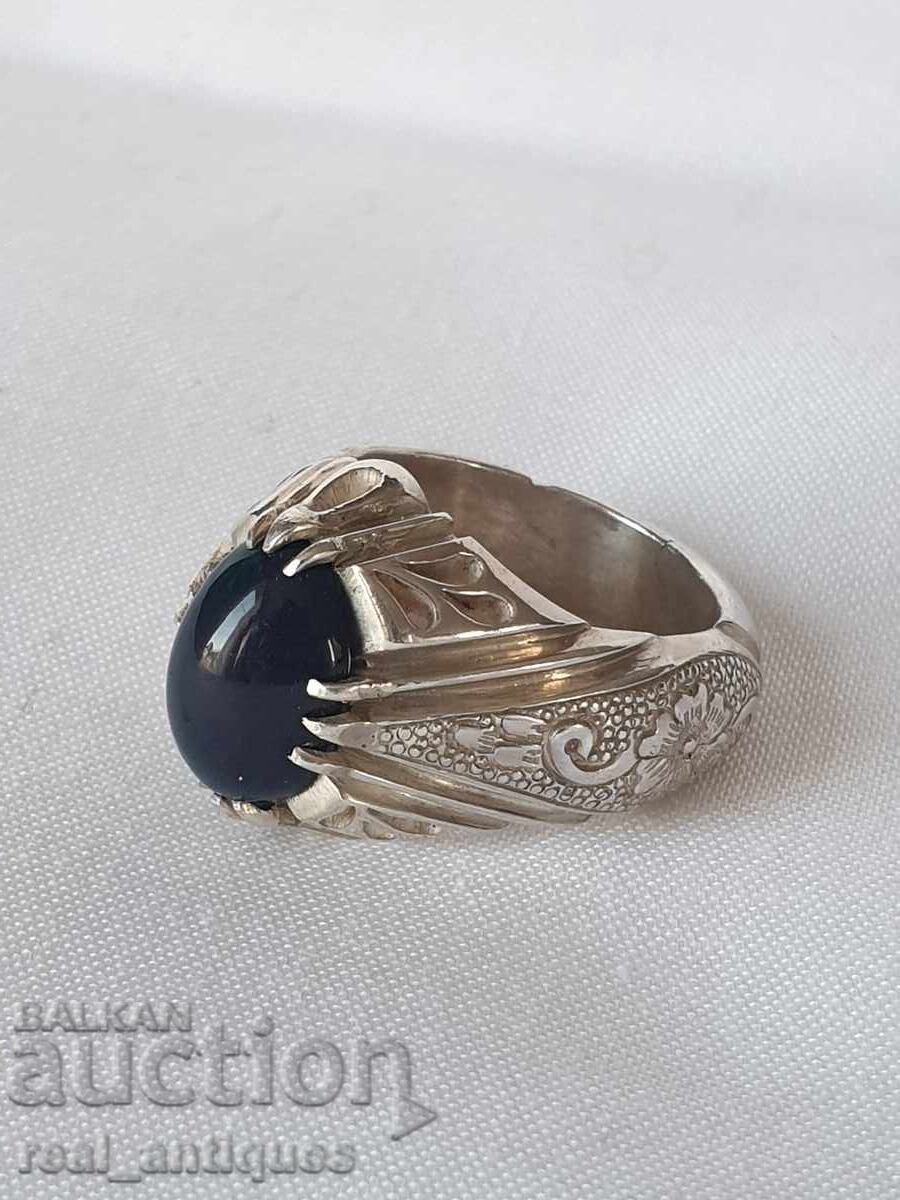 Inel de argint cu opal negru