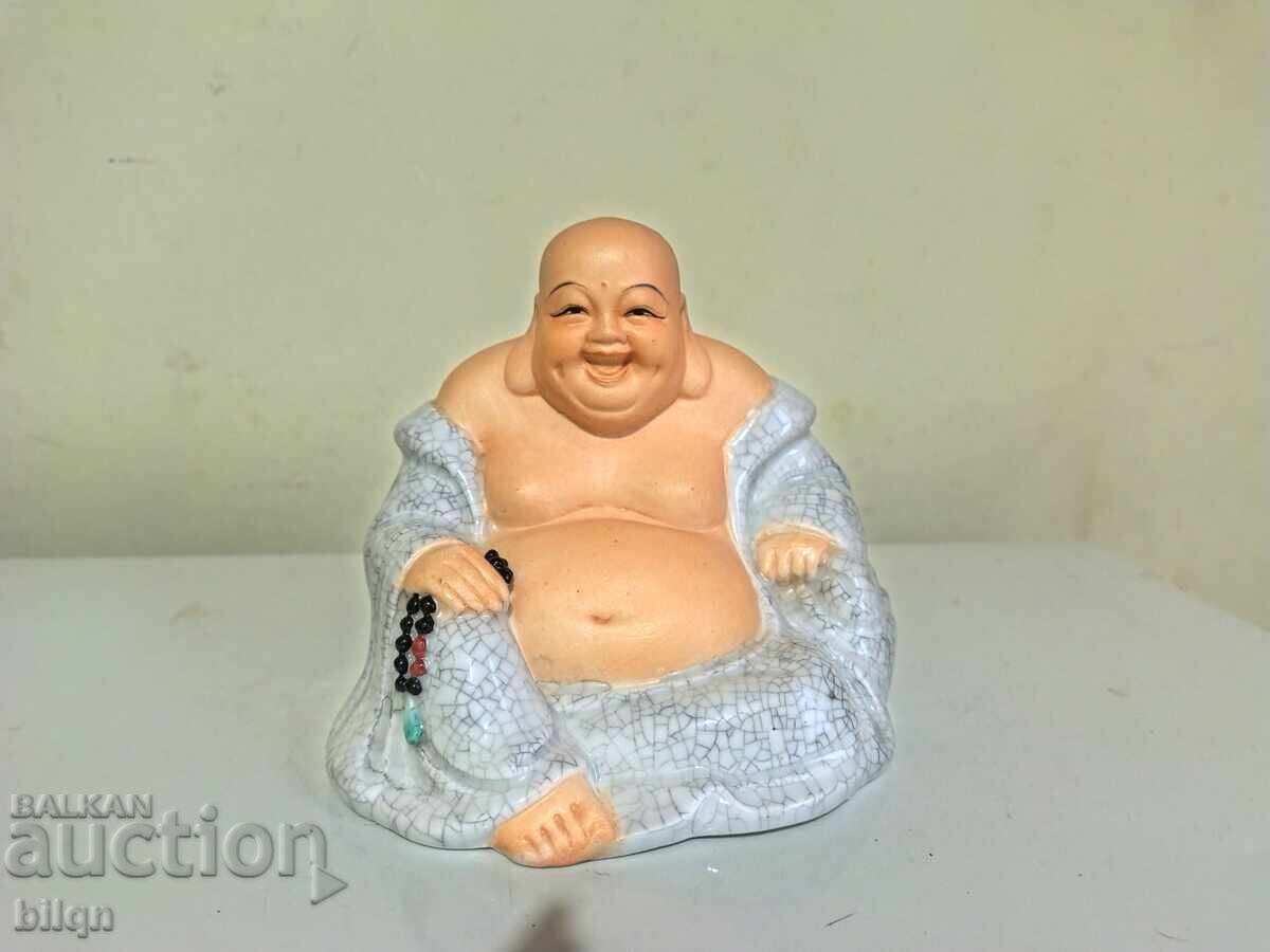 Страхотна Порцеланова Статуетка Щастливия Буда