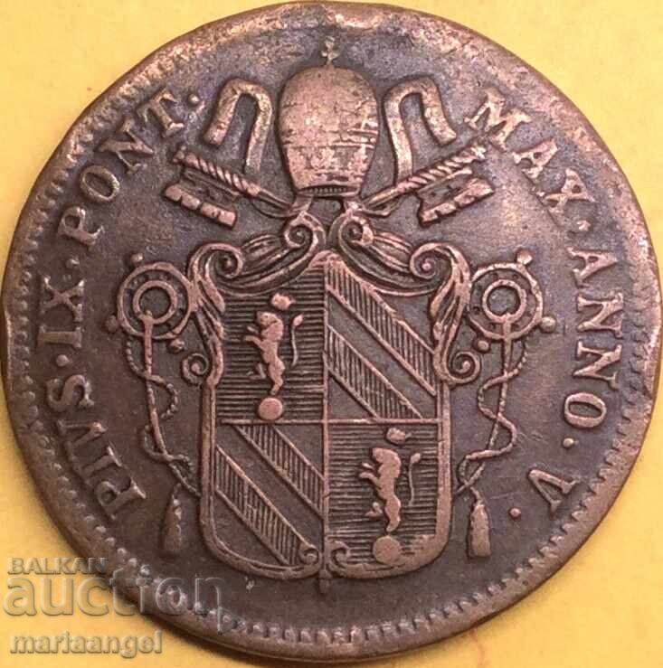 Delivery of 1 Baiocco 1850 Vatican Rome 30mm Bronze 2