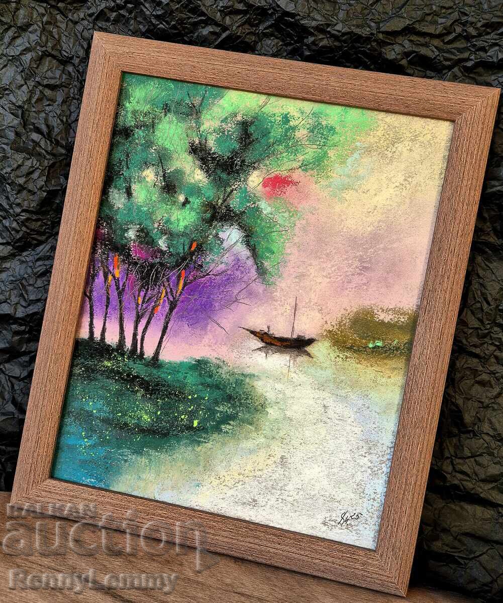 Licitație Lac, pictură originală, pastel