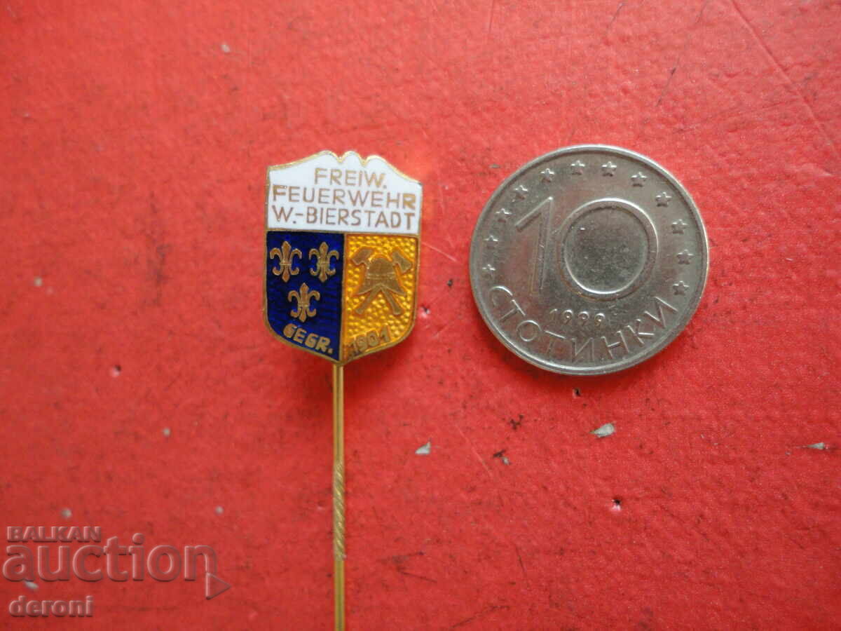 Пожарникарски знак значка бронз емайл 2