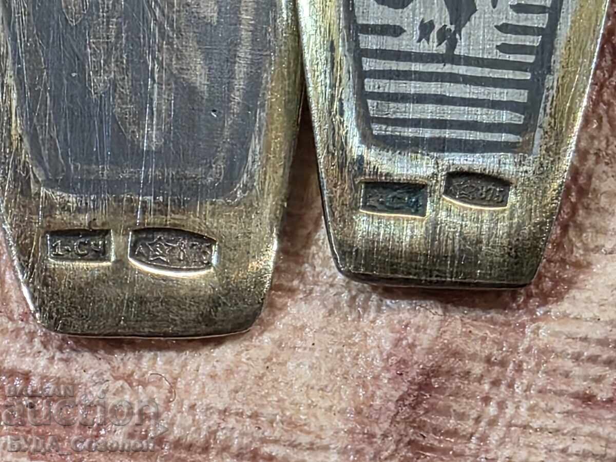 Аукцион Комплект сребърни прибори с позлата и ниело