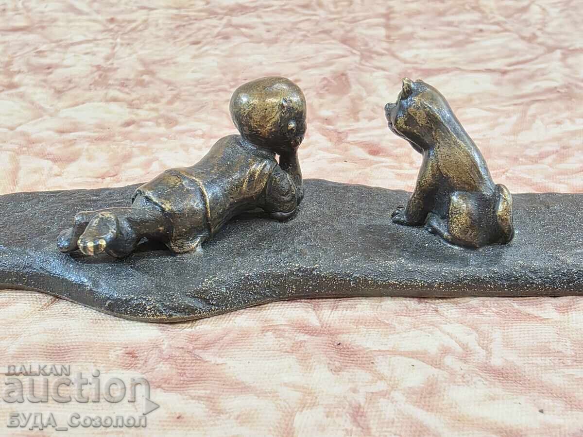 Old Japanese bronze weight for calligraphy - 5