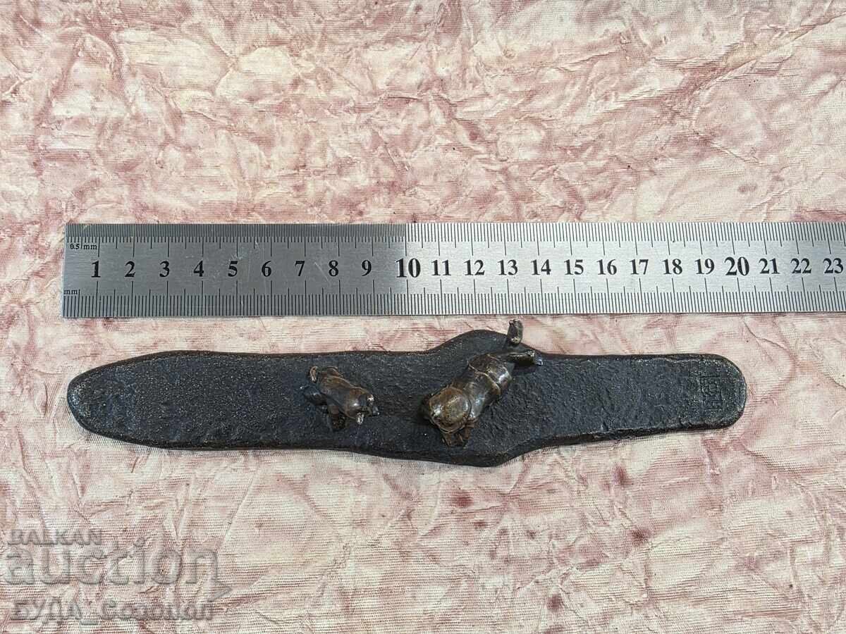 Veche greutate japoneză din bronz pentru caligrafie - 7