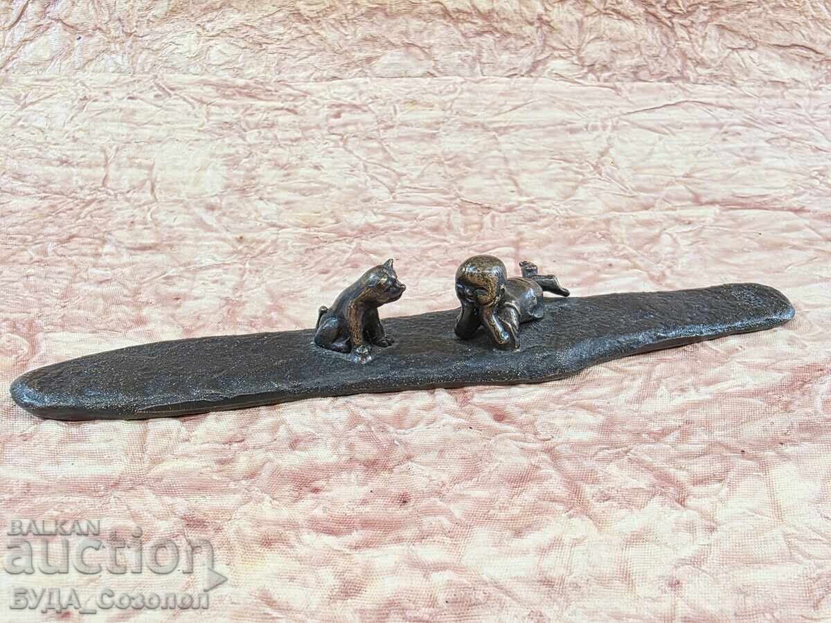 Veche greutate japoneză din bronz pentru caligrafie
