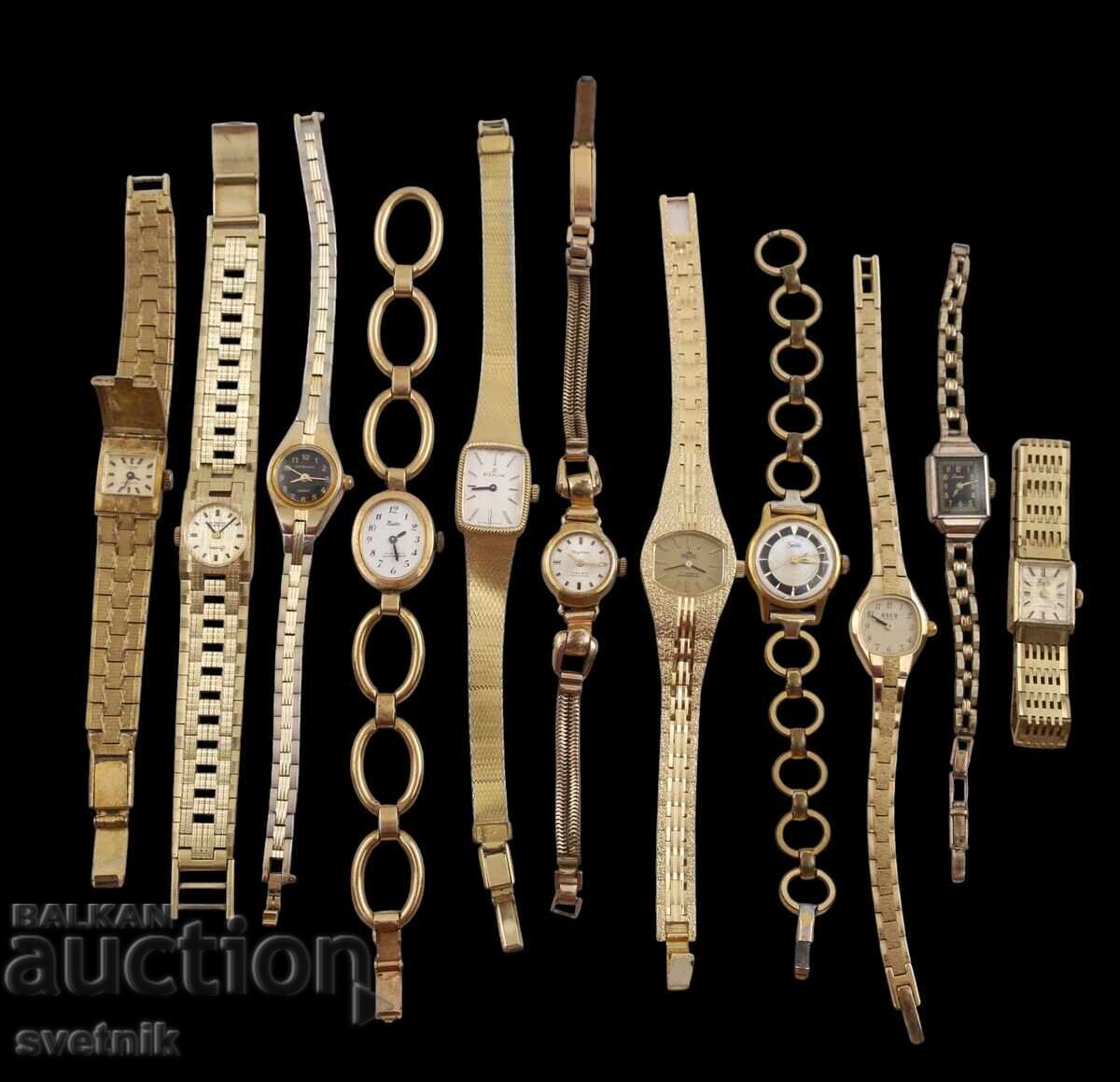 Lot 11 Ceasuri Vechi Germane și Elvețiene Placate cu Aur