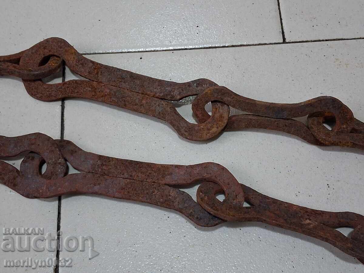 Παλιά αλυσίδα από σφυρήλατο σίδερο με γάντζο, αλυσίδα με γάντζο εστίας - 6