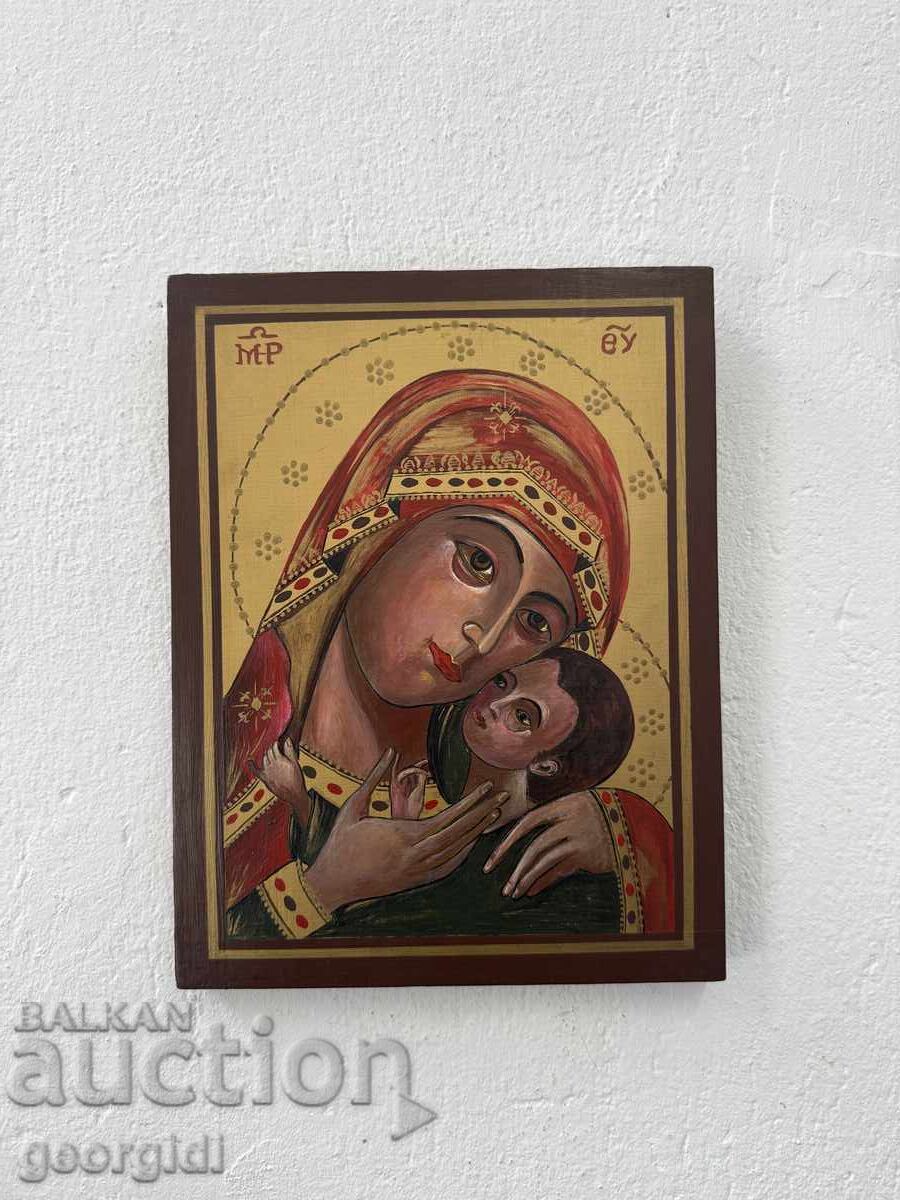 Auction  Hand-painted icon on wood - Holy Mother with the Child №7758