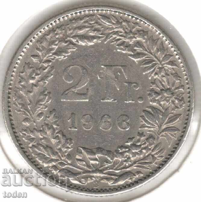 Elveția - 2 Franci - 1986 B - KM# 21a - Helvetia în picioare